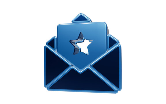 Blue Letter with Star Icon: A vibrant blue envelope icon with a stylized star emblem, representing communication, notification, or special message.