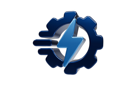 Speed and Power Icon: A dynamic icon combining a lightning bolt with a cogwheel, symbolizing energy, speed, and mechanical efficiency.