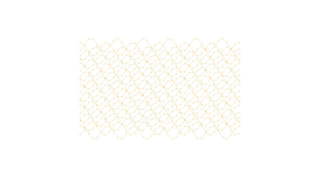 Abstract rectangular data mesh with orange nodes and connections for technology website background.