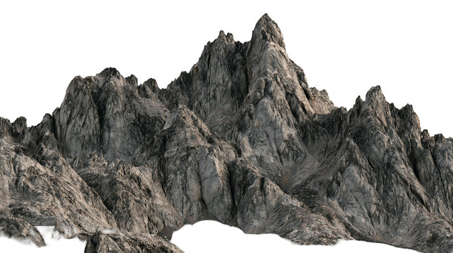 Isolated massive rugged mountain range featuring dramatic jagged peaks and detailed alpine terrain.