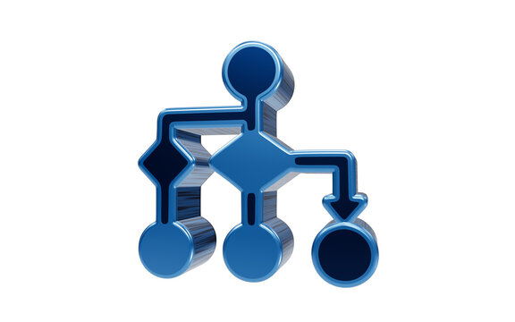 3D Flowchart Icon: A blue 3D flowchart icon representing a process or organization.