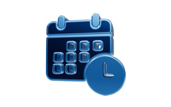 Calendar and Clock Icon: A stylized blue 3D icon representing a calendar and a clock, symbolizing time management and scheduling.