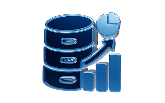 Database Growth Icon: A conceptual illustration depicting a stylized database cylinder alongside a rising bar chart and a pie chart, symbolizing data growth and analysis.