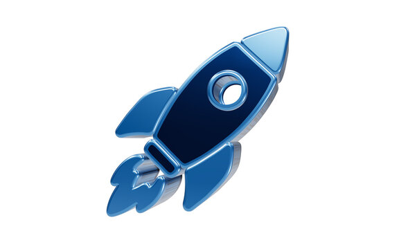 Blue Rocket Ship: A sleek, metallic blue rocket ship launches into action, leaving a trail of fiery exhaust, symbolizing progress and rapid advancement.