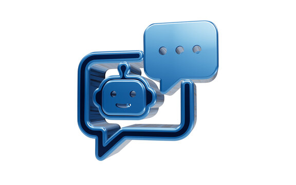 Chatbot Icon with Speech Bubbles: A 3D icon representing a friendly chatbot, complete with smiling face, enclosed within speech bubbles, symbolizing communication and digital assistance.