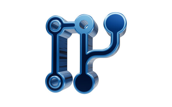 Git Branching Symbol: A 3D rendered blue Git branching symbol, representing version control and software development, isolated against a white backdrop.
