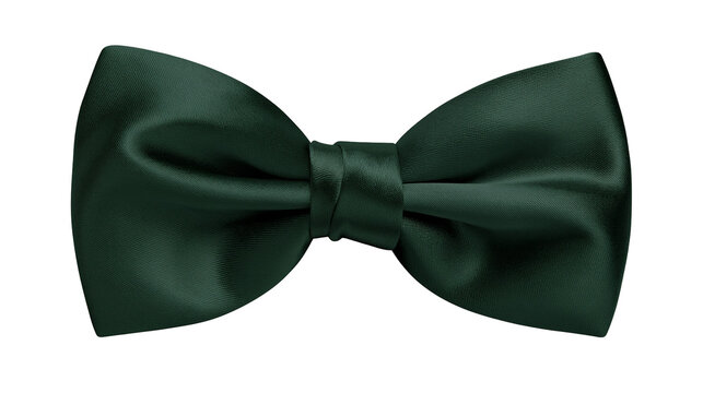 Isolated elegant dark green bow tie, a classic formal fashion accessory for men and women