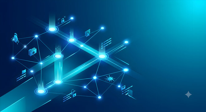 AI Threat Detection Cybersecurity Digital Network Abstract Background