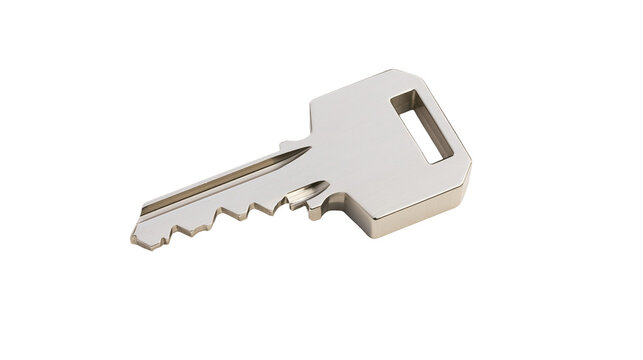 Isolated modern metallic door key, security and access solution for home or business