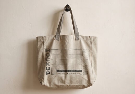 Canvas Tote Bag Hanging Branding Design Mockup