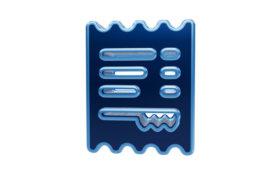 Bill Icon: A metallic blue 3D icon representing a bill or receipt, symbolizing transactions and financial records.