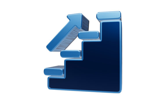 noisy effect Upward Momentum: A stylized blue staircase with an arrow pointing upwards signifies progress and growth in a clean, modern design.