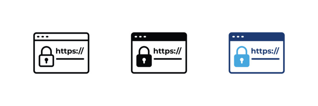 SSL certificate and secure https protocol vector icon set