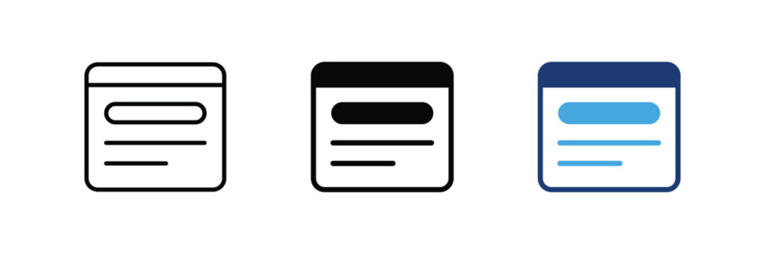 Title tag and meta description web browser vector icon set