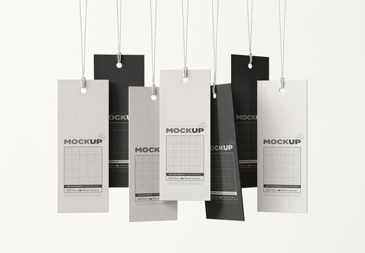 Multiple Paper Hang Tags Branding Mockup