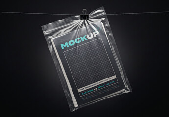 Papers Hanging in Plastic Bag Mockup