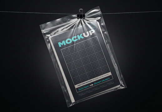 Papers Hanging in Plastic Bag Mockup