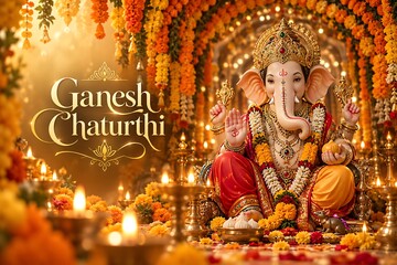 Fototapeta premium Ganesh Ganpati Bappa Spiritual Celebration for Ganesh Chaturthi, Vinayaka Chaturthi, Ganesh Jayanti and Sankashti Chaturthi
