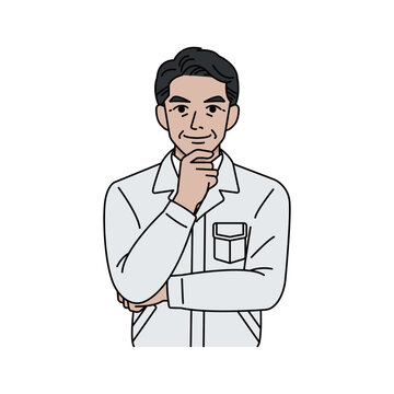 Male supervisor in white work uniform nodding in agreement