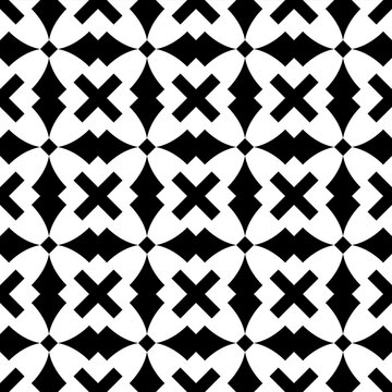 Seamless pattern with geometric motifs in black and white