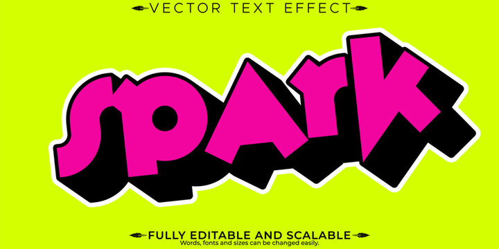 Spark text effect, editable pink and energetic text style