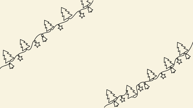 Christmas tree garland line art decoration seasonal element