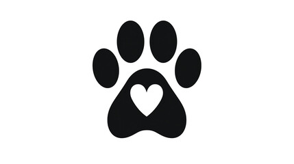 Isolated animal paw print with heart symbol and 'S (1000)' text for pet love © Lucas