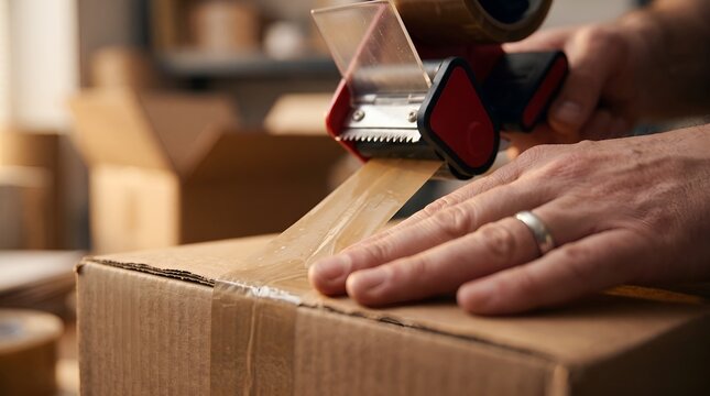 Ecommerce Box Taping Close Up