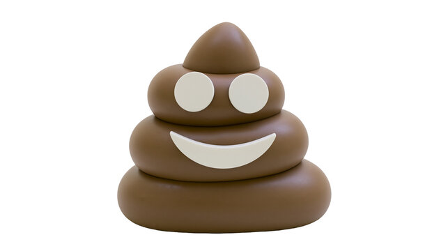 Isolated smiling brown poop emoji character a humorous cartoon illustration with happy face
