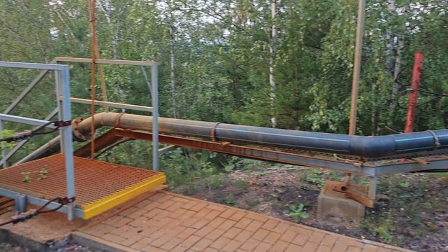 Turkank Mine in Kutna Hora with industrial pipelines and historic headframe