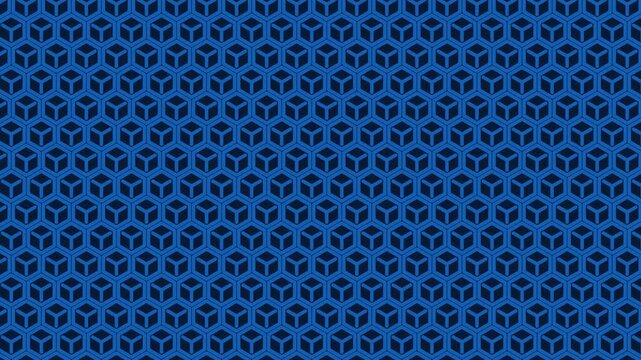 Seamless blue geometric cube pattern abstract background with isometric 3D block design for digital banner and modern graphic textures