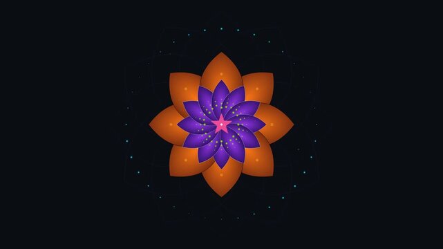 Purple and Orange Lotus Flower Sacred Geometry Mandala Animation