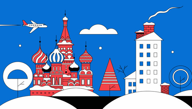 Moscow cityscape in winter, Kremlin architecture and urban landscape