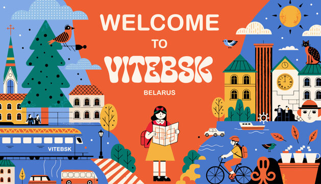 Welcome to Vitebsk, Belarus - Travel illustration