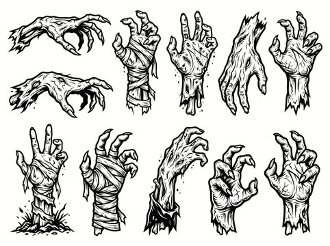 Halloween zombie hands vector