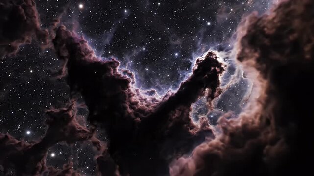 Deep space nebula with glowing stars and cosmic dust clouds in a cinematic galaxy background