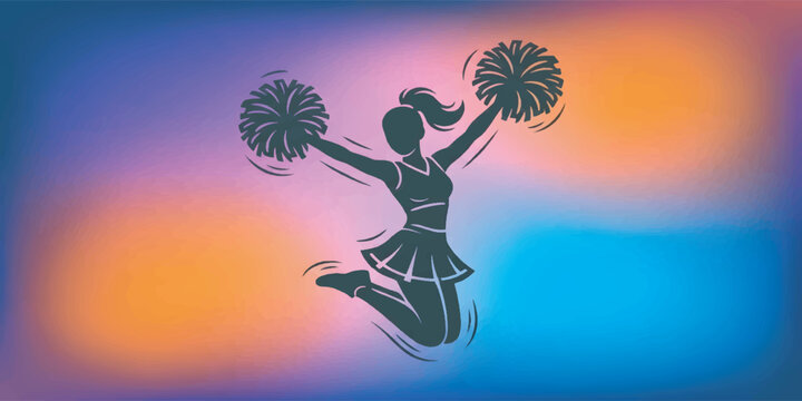 Dynamic Cheerleader Silhouette Vector Art