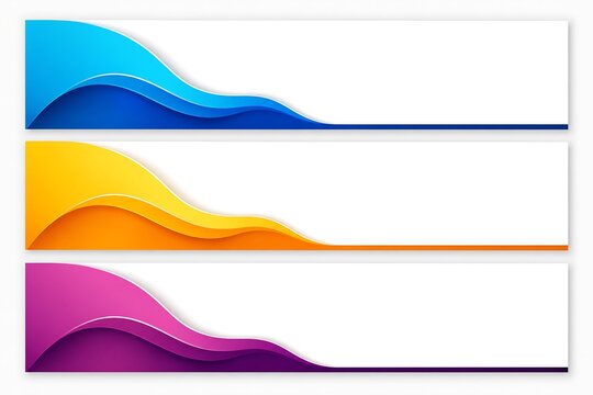 Abstract wave banner set, colorful curved header collection, modern graphic design elements for web and print marketing