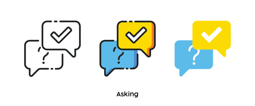 Asking flat icons. Line, colors and flat icon. Multi series icon