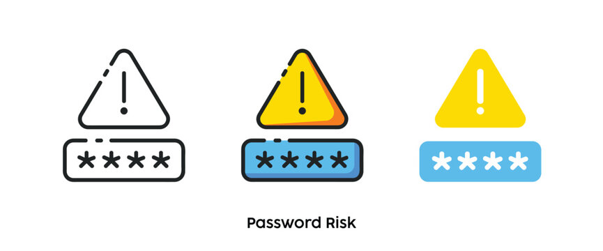 Password risk flat icons. Line, colors and flat icon. Multi series icon
