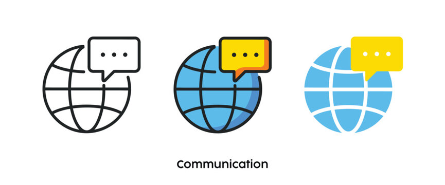 Communicatin flat icons. Line, colors and flat icon. Multi series icon