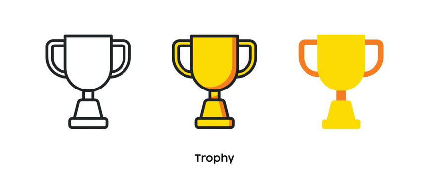 Trophy flat icons. Line, colors and flat icon. Multi series icon