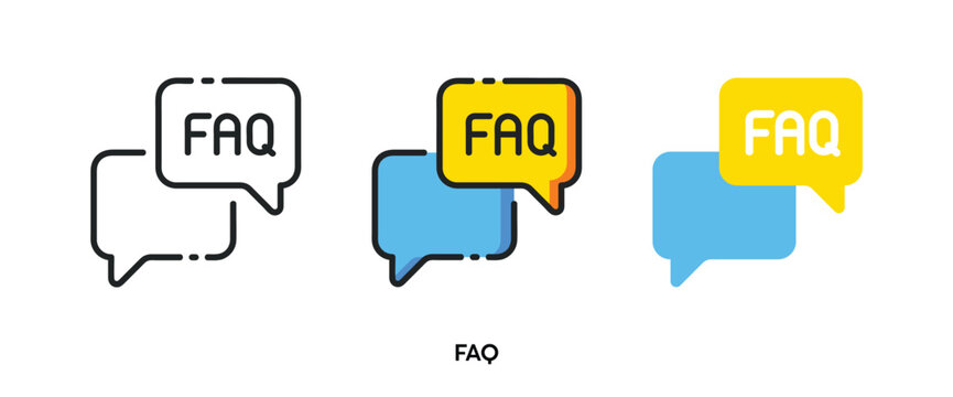 FAQ flat icons. Line, colors and flat icon. Multi series icon