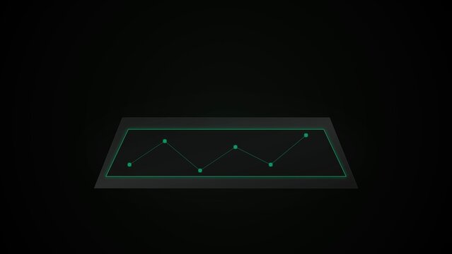 Digital line chart graph glowing green on a dark futuristic screen