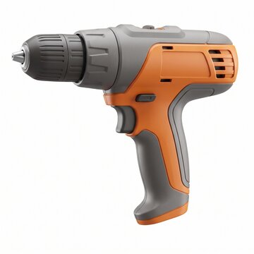 Cordless electric drill in orange and grey, a versatile power tool for home improvement and construction tasks.