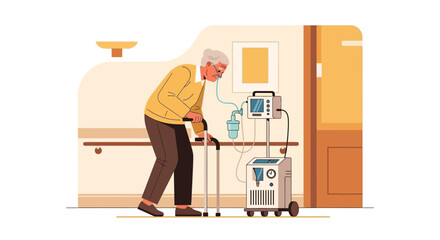 Fototapeta premium Senior Person With Medical Equipment In A Healthcare Facility