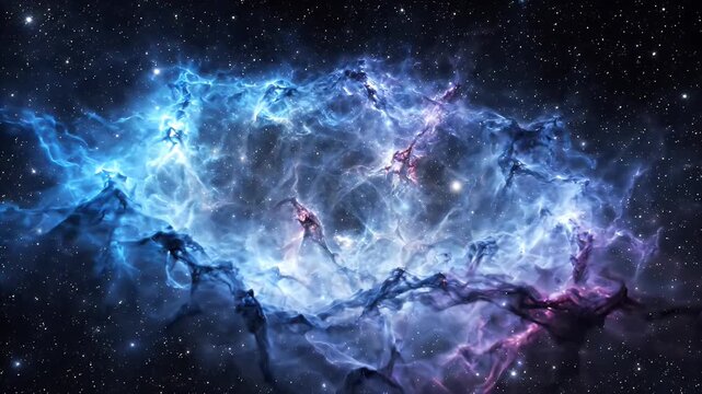 Deep Space Nebula Cloud with Glowing Stars and Cosmic Dust in the Vast Universe