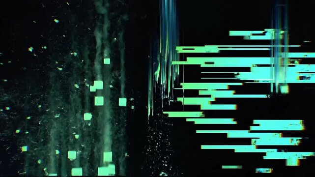 Dynamic digital art showcasing abstract futuristic visual effects with pixelated motion sequences