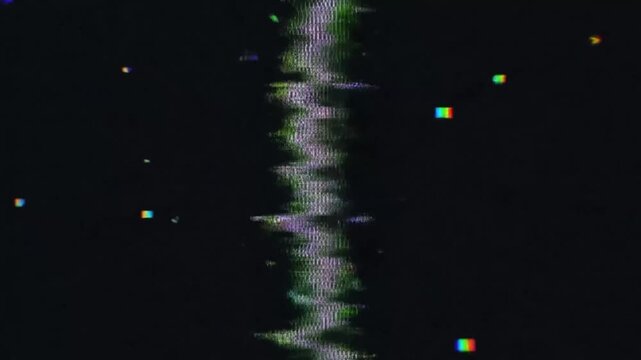 Dynamic glitch art visuals with pixelated explosions and vibrant data burst effects
