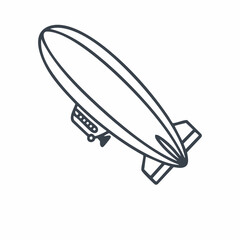 Vintage Airship Zeppelin Blimp Line Art Vector Illustration © Wizz.arte